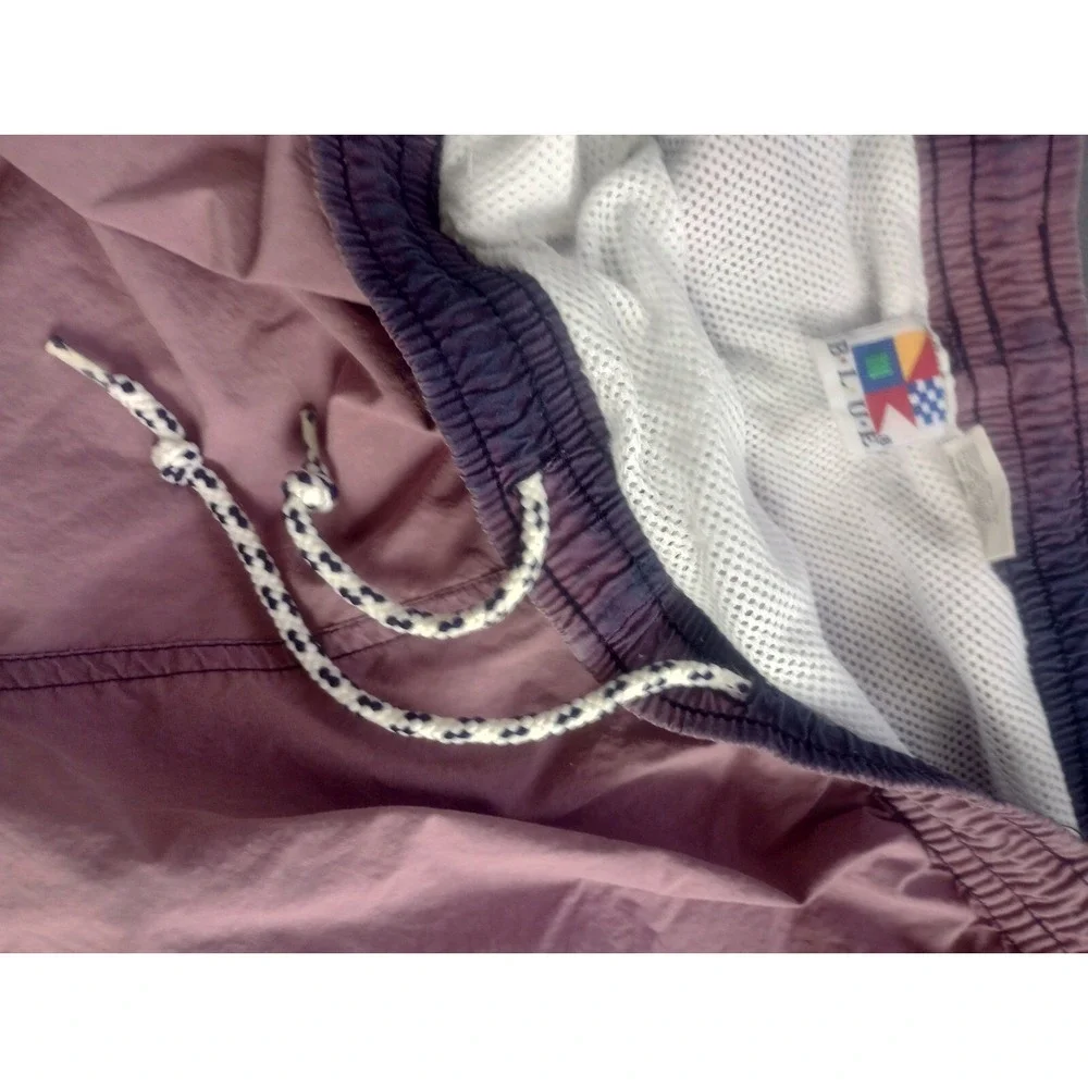 Vtg Mauve Newport Blue Board Swim Shorts Surf MENS L Color Block Sailing Yacht